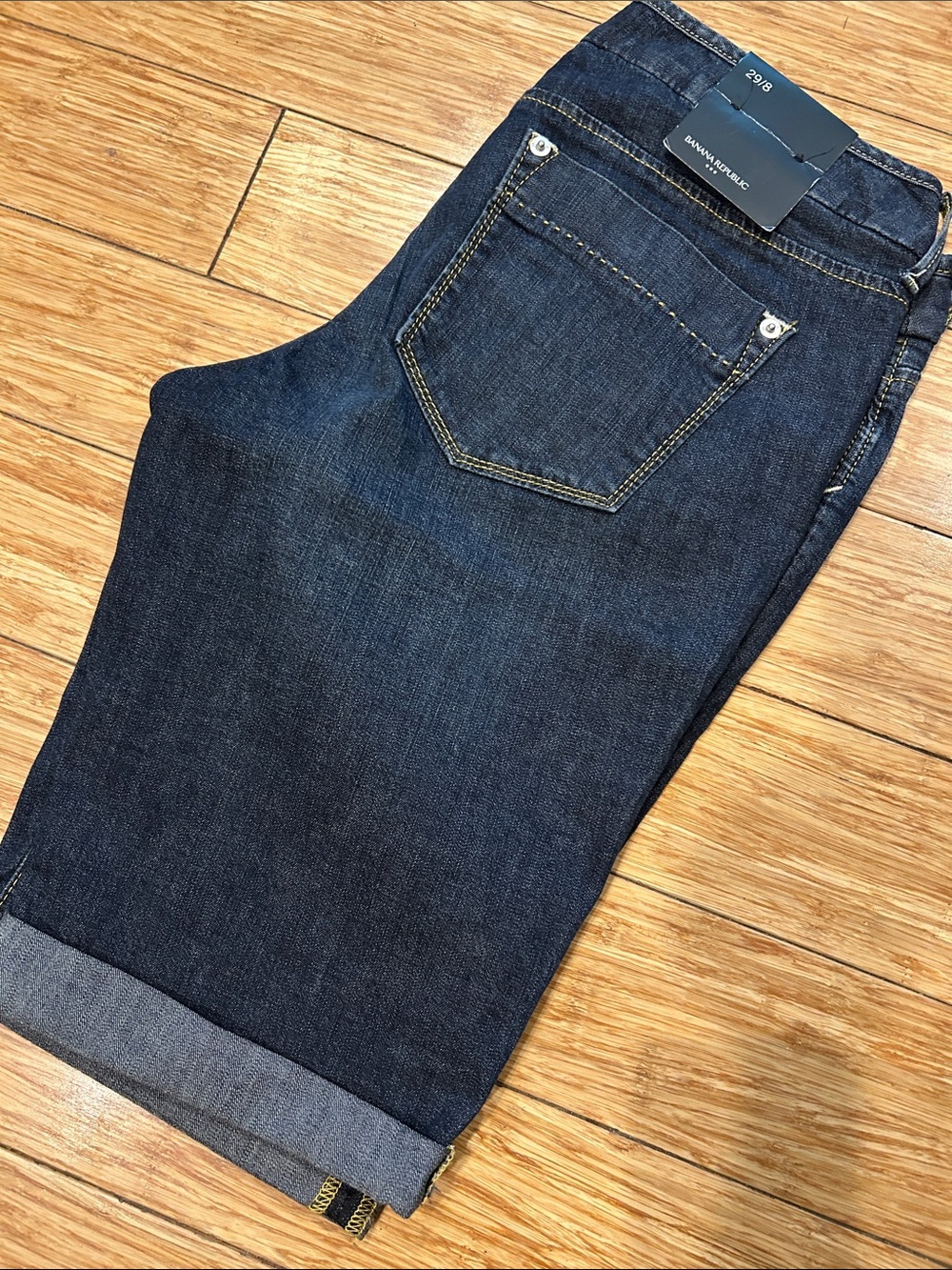 Banana Republic Dark Blue Denim Roll Cuff Y2K Jean Shorts 29/8 NWT